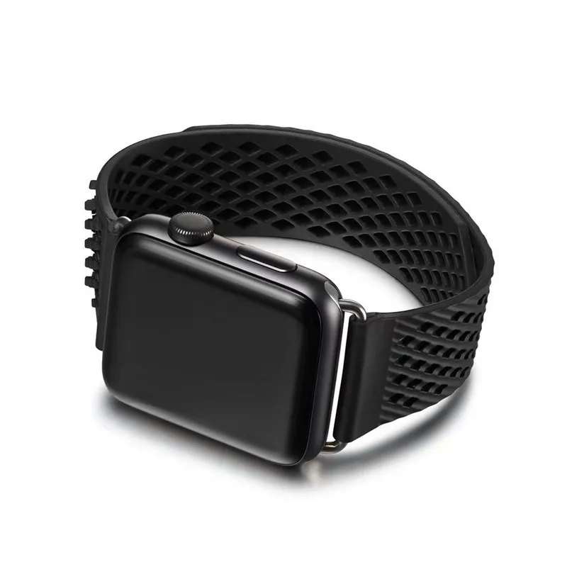 Без пряжки дизайн спортивный силиконовый ремешок для Apple Watch Series 4 3 2 1 мягкий ремешок замена Браслет для iWatch 44mm42mm 40mm38mm