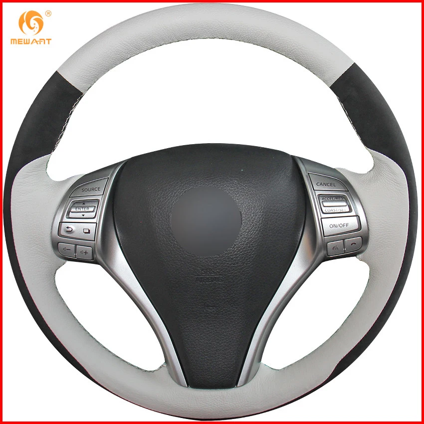 Белый из натуральной кожи черный замшевый чехол рулевого колеса автомобиля для