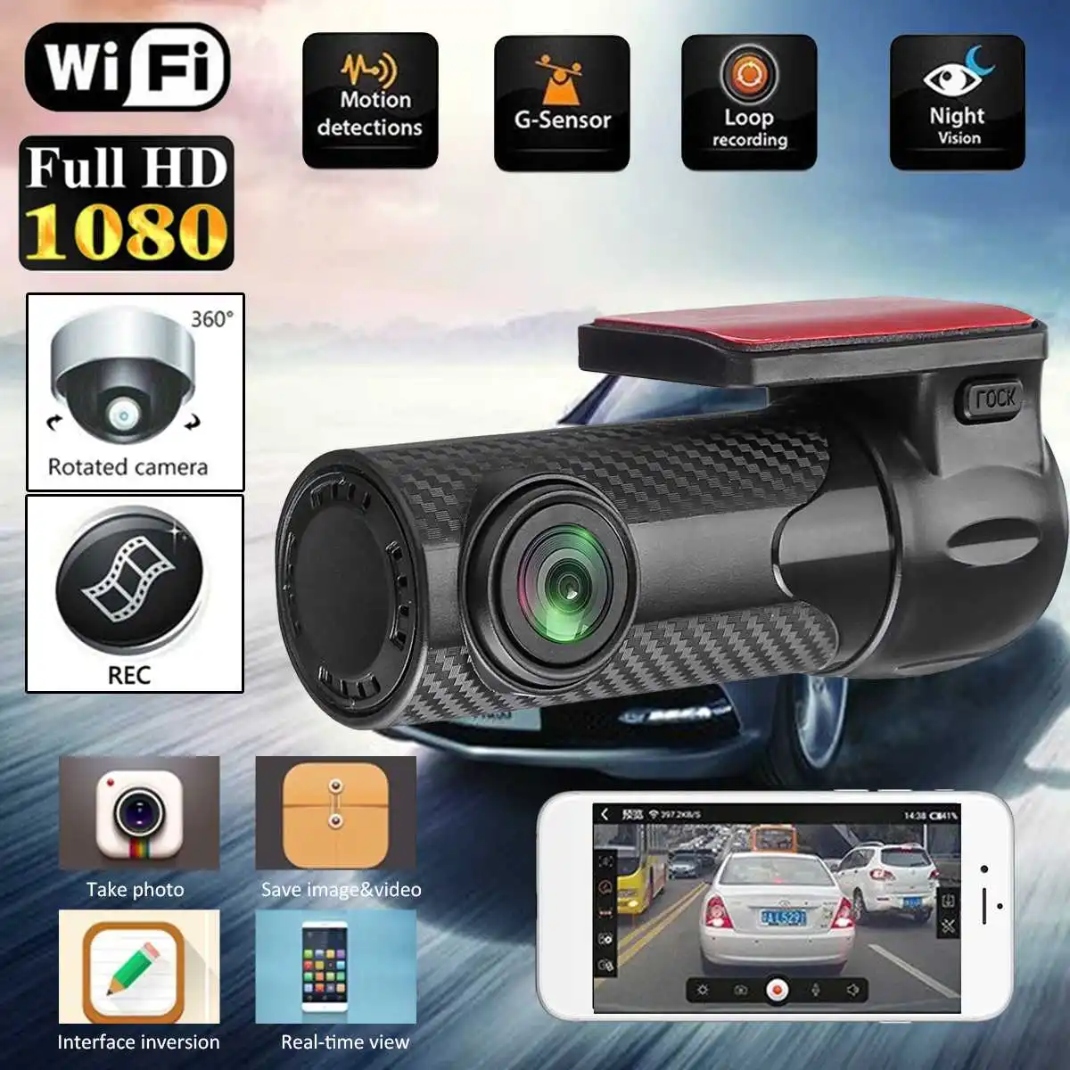 x-Mini WIFI Car DVR Auto Registrar 170 Degree Dash Cam Wireless Car Truck Driving Recorder Dash Camera Camcorder Night Vision images - 6
