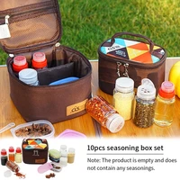 10pcs outdoor camping spice jars organizer container set seasoning box with storage bag spice storage bottle set dropshipping