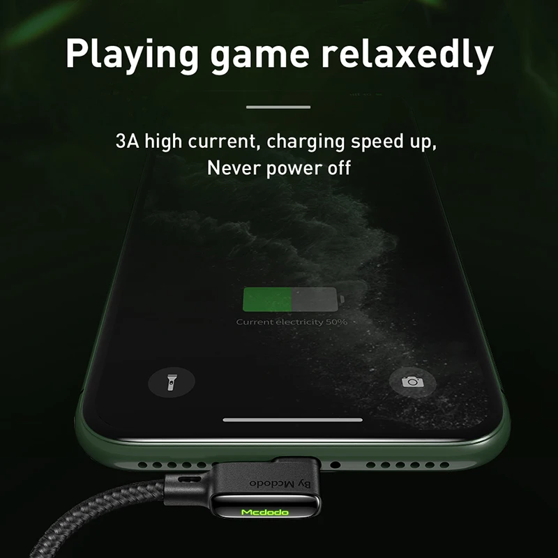 USB-шнур Mcdodo 3A для быстрой зарядки телефона iPhone 13 12 11 Pro Max XS XR X 8 7 Plus iPad светодиодные