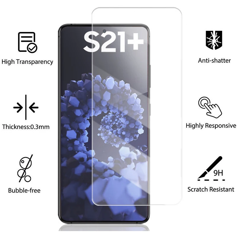 Protective Glass For Samsung Galaxy S21 Plus S21Plus 5G Tempered shell Accessories Smartphones on galaxy s21 s 21 Glass Film 9H