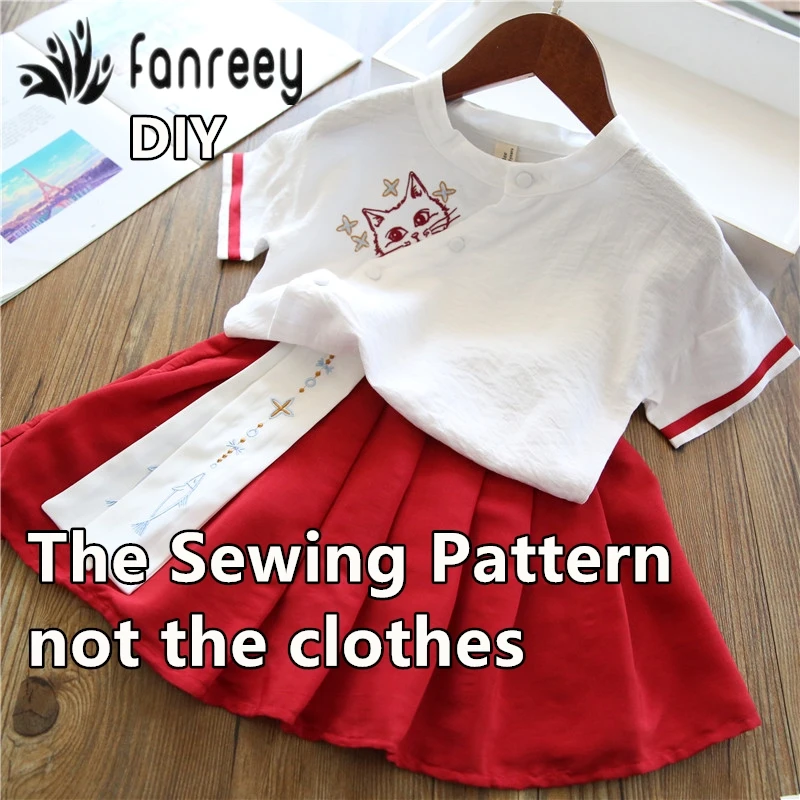 Выкройки девочек китайское платье комплект с юбкой вырезания по шаблону для