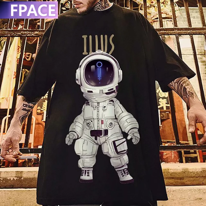 

FPACE Men Cartoon Print Tees 2020 Summer Tshirts Mens Harajuku T Shirts Male hip hop tshirt Oversized Blakc Korean Clothes 5XL