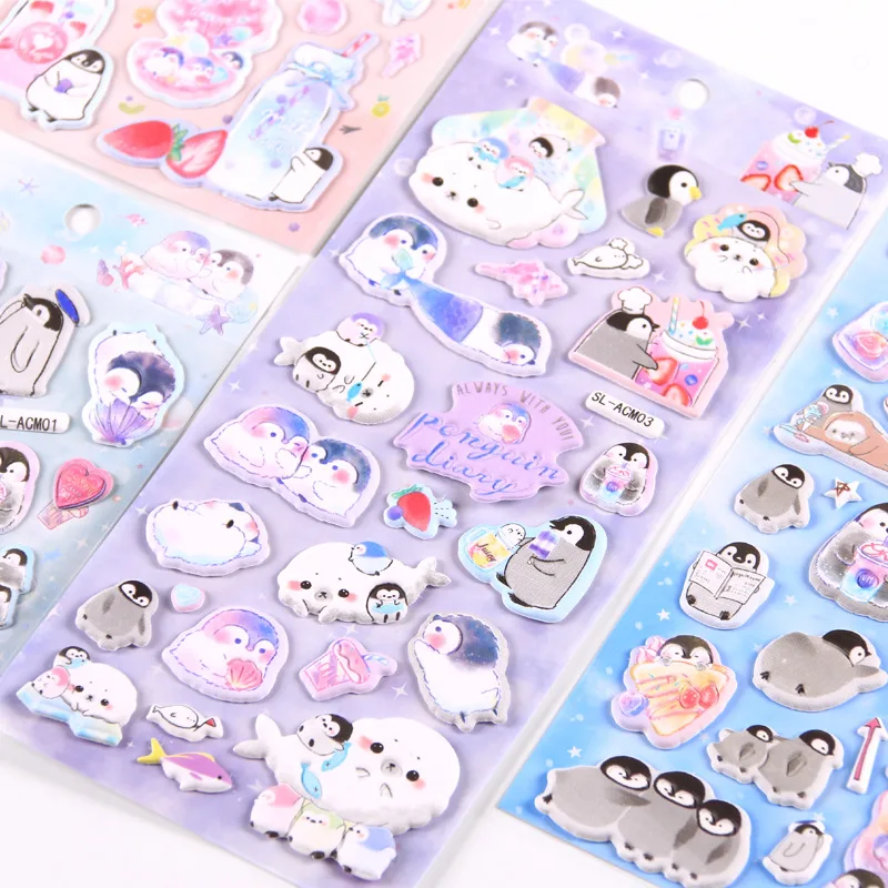 Kawaii Маленький пингвин 3D губка дневник Стикеры украшение для альбома Стикеры s pvc канцелярские принадлежности DIY Стикеры s Школа канцелярских товаров