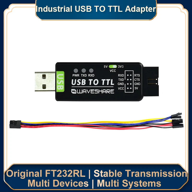

Промышленный преобразователь USB в TTL, оригинальный чип FT232RL, встроенная поддержка нескольких устройств, системы с 3 светодиодными индикатора...