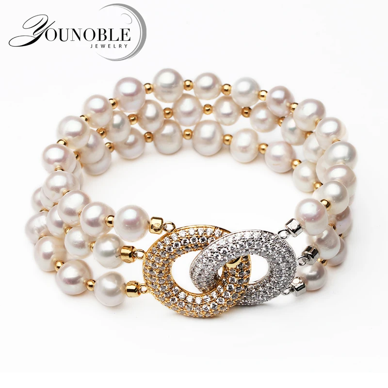 Купи Wedding Multi Layer Natural Freshwater Pearl Bracelet Women, Fashion White Genuine Charm Bracelet Girl Engagement Gift за 1,456 рублей в магазине AliExpress