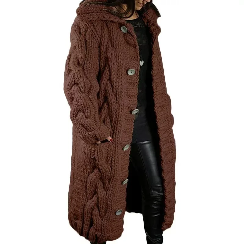 

Autumn and winter large long sleeve long leisure street show thin temperament warm jacket sweater women's warm cardigan jacket
