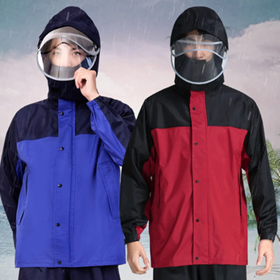 Длинный прозрачный дождевик для взрослых водонепроницаемый с капюшоном женщин и