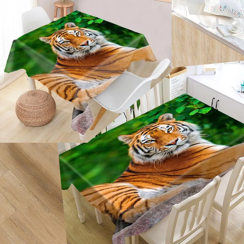 Скатерть из ткани Оксфорд с тигровыми животными на заказ прямоугольная