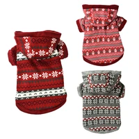 christmas dog sweater 2 layers fleece lined warm dog clothes printed knitted winter small dog jumper coat pet apparel jacket