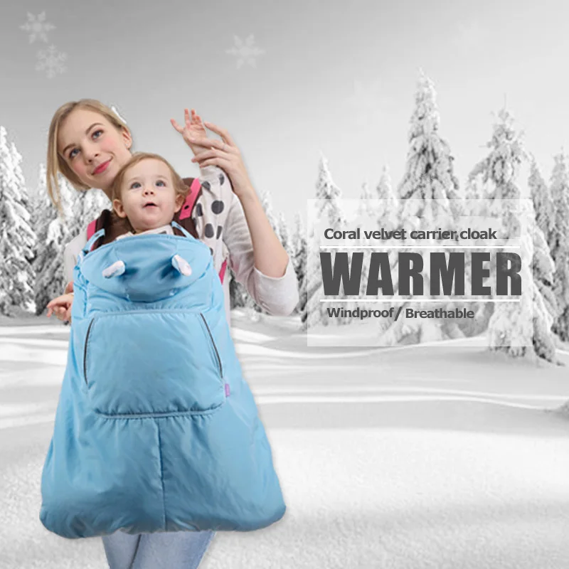 Winter Baby Carrier Cloak Winter Warmer Cape Infant Windbreaker Cover Waterproof Velvet Coat Backpack Sling Sleeping Bag Mantle