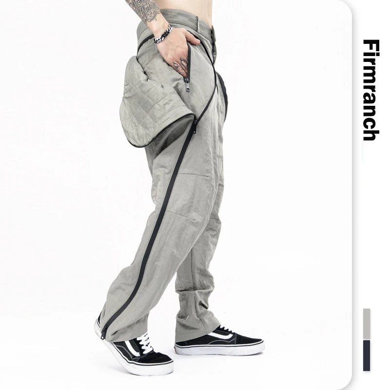 Деловые дизайнерские серые/черные повседневные брюки-карго от firmранчо корейские