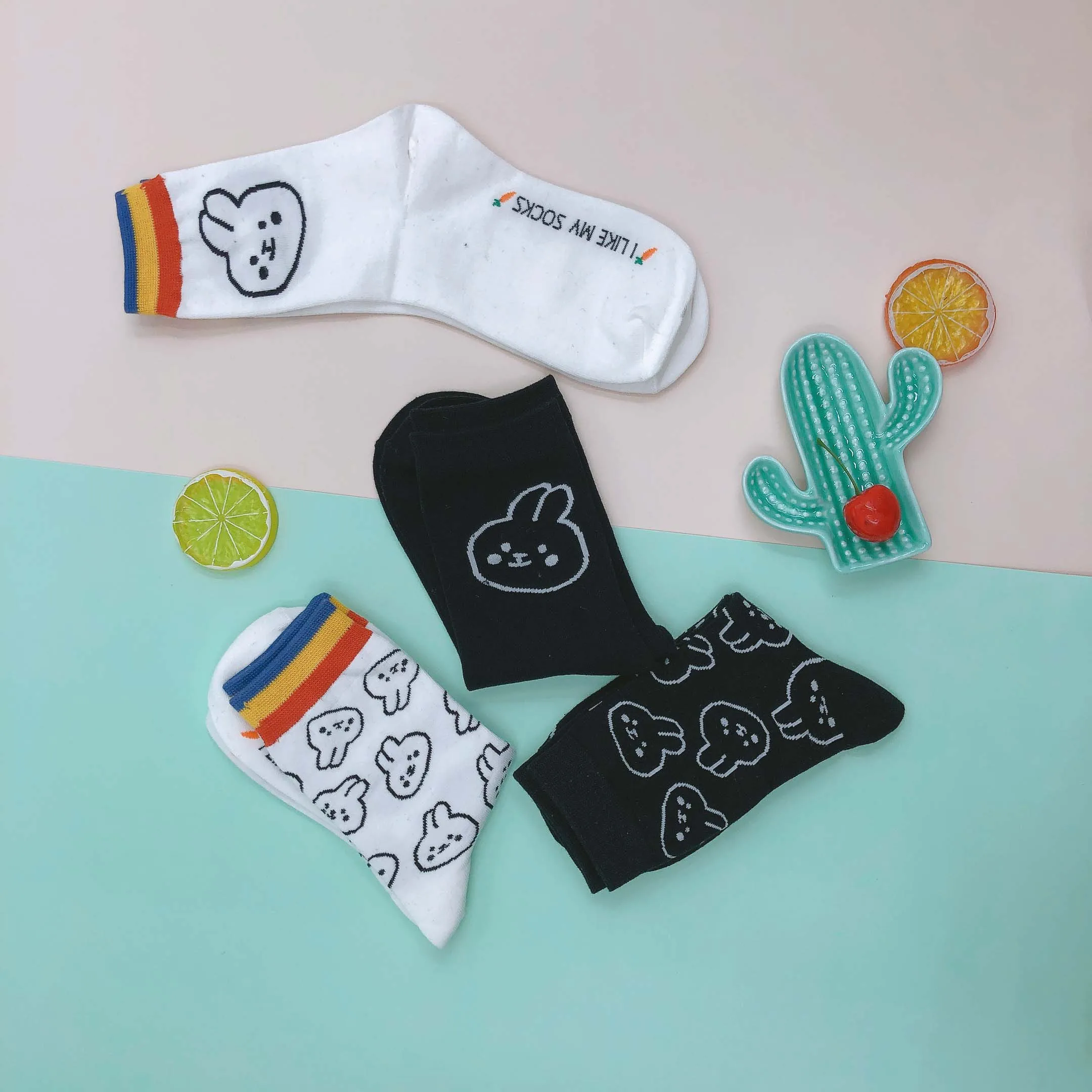 Женские носки весна-лето милые кавайные белые черные модные хлопковые в японском