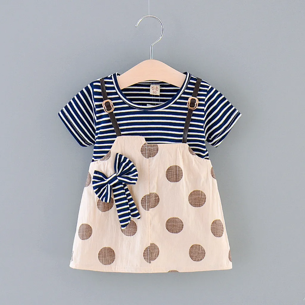 Платье для маленьких девочек весенне летняя одежда принцессы милое Полосатое