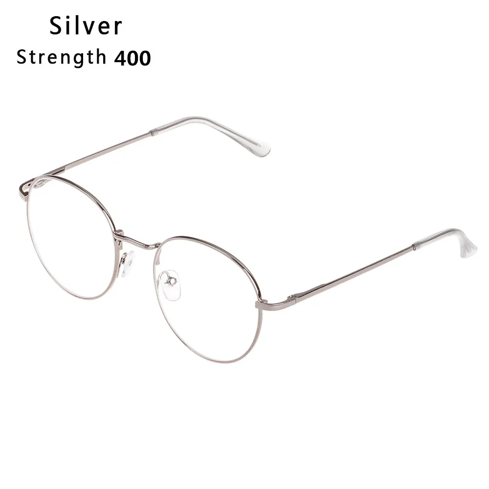 Silver-Myopia 4.0 Винтажные металлические круглые очки для чтения, ультра светильник, очки для близорукости, Классические близорукие очки, диоптрия-1-1,5-2-2,5-3-3,5-4 - Цвет оправы: Silver-Myopia 4.0