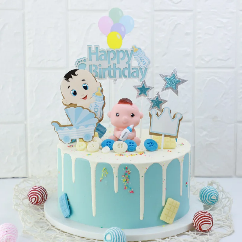 8pcs/set Cute Baby Tooth Cake Cupcake Toppers Shower Happy Birthday Party Girls Boy Decor Gift | Дом и сад