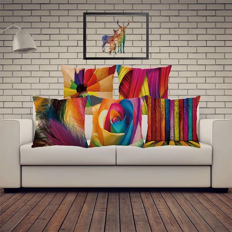 Опт Чехол на подушку в подарок свадьбу разноцветный розовый карандаш с рисунком