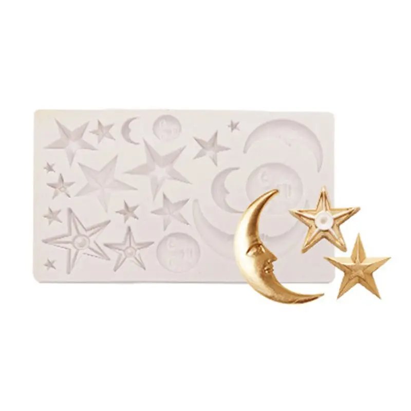 

Gear Moon Star Clock Wing Silicone Mold Fondant Chocolate Resin Mold Art Crafts 85LF