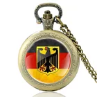 Античный бронзовый немецкий Орел, бундадлер, стекло, кабошон, кварцевые карманные часы, винтажные мужские и женские часы с подвеской и ожерельем, подарки