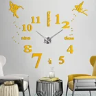 Большие настенные часы, бесшумные акриловые Самоклеящиеся 3D цифровые настенные часы сделай сам, наклейка с ангелом, Английский алфавит, большие часы, украшение для дома
