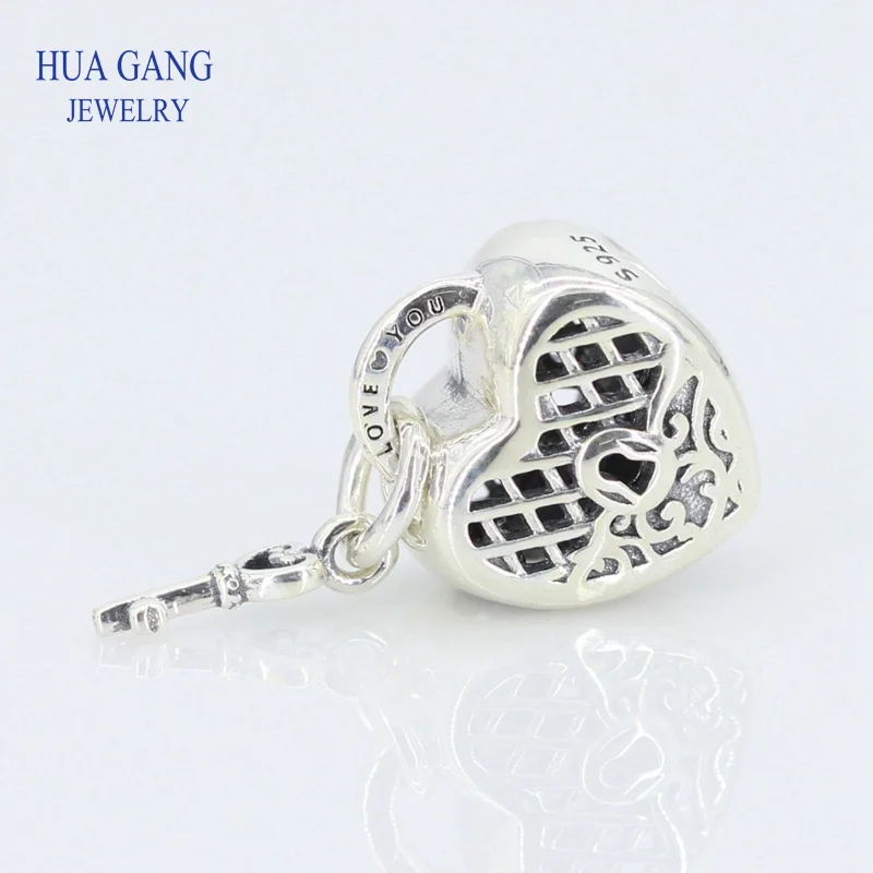 

Popular jewelry 100% 925 sterling silver heart lock LOVE YOU charm beads suitable for Pandora bracelet DIY for jewelry making