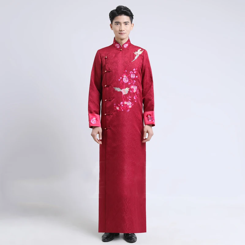 Традиционный мужской вышитый Qipao древний стиль Изысканный Мужской жених