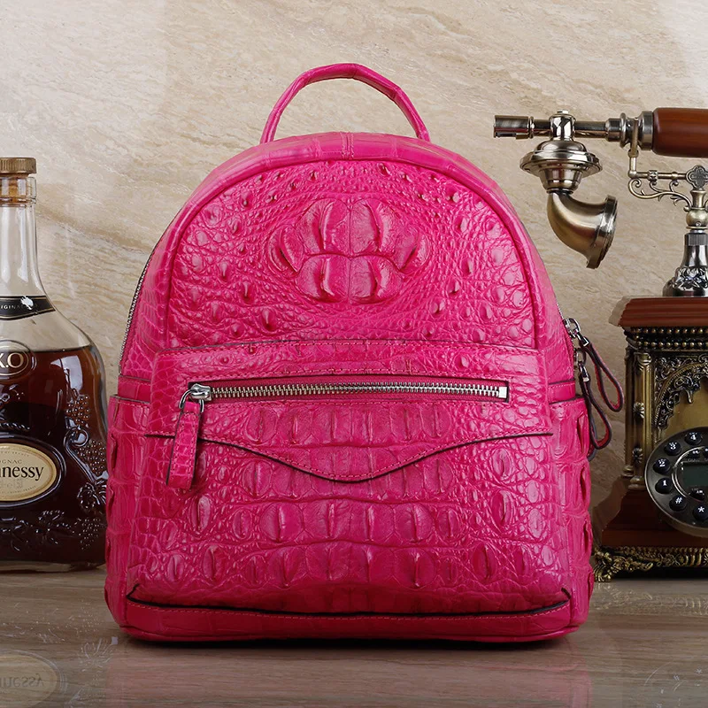 Женский рюкзак из натуральной кожи крокодила на молнии|Женские рюкзаки| |