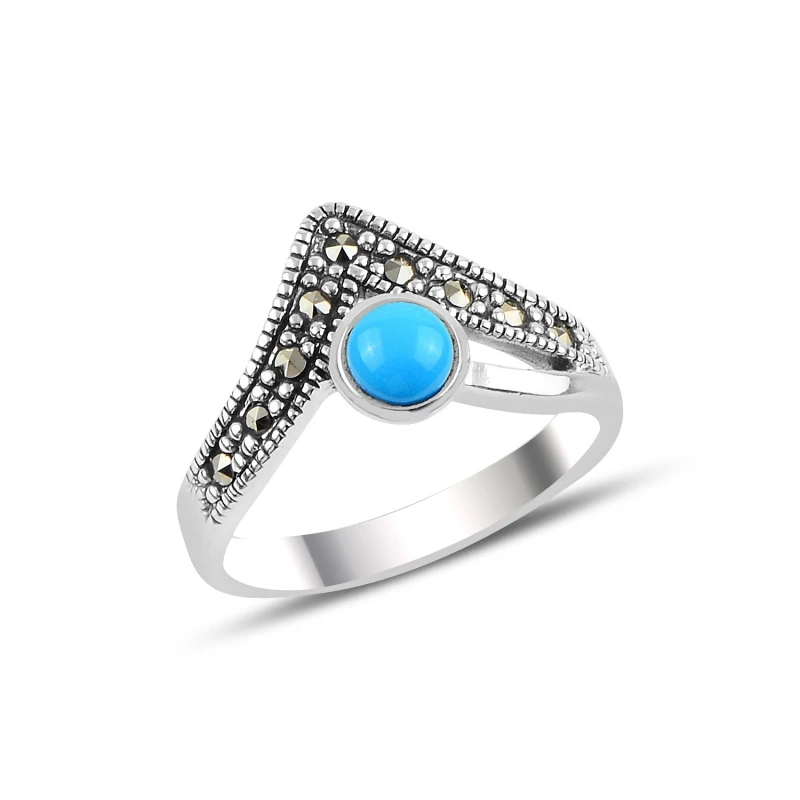 

Silverlina Silver Turquoise & Marcasite Ring