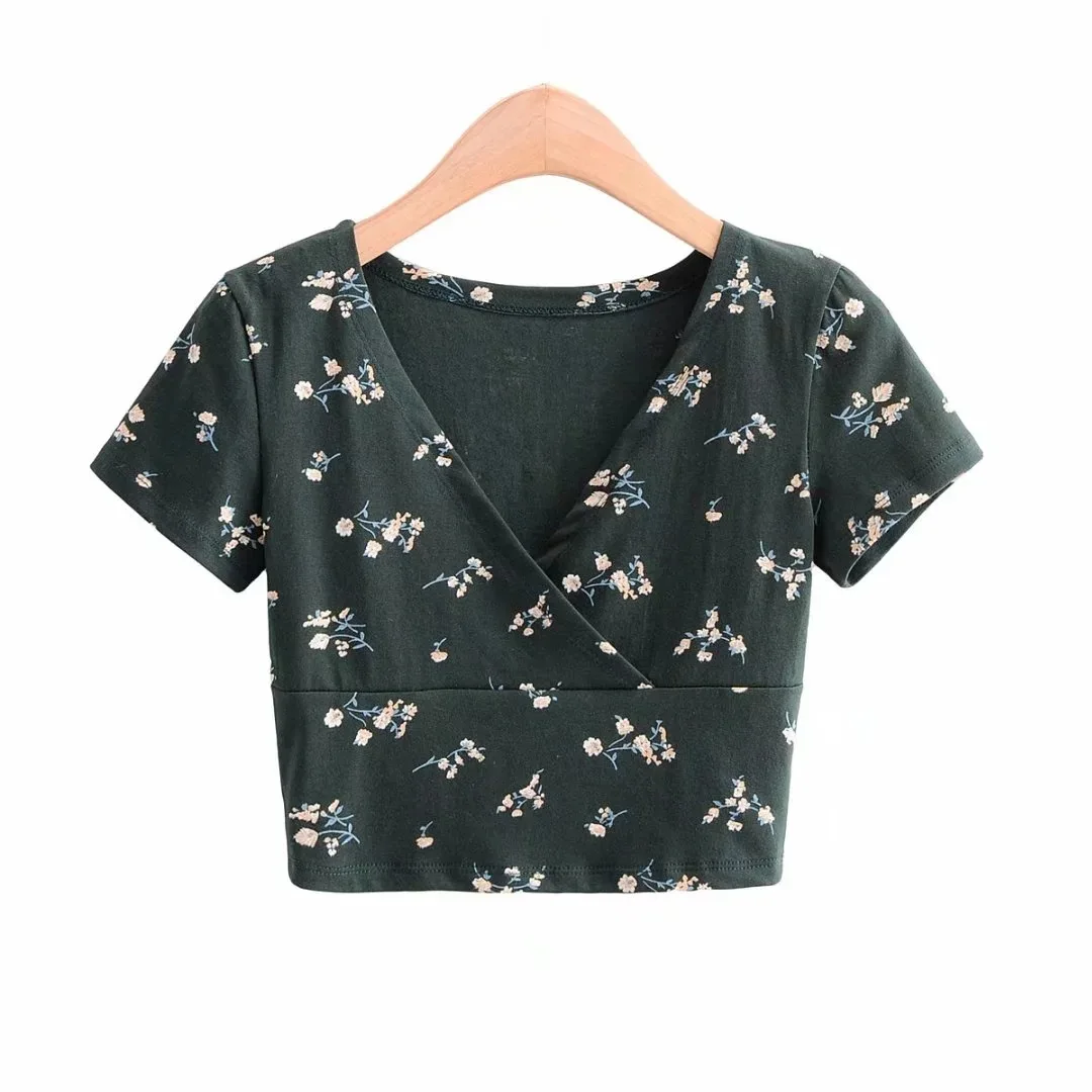 

Dropshipping Crop Top 2020 Brandy Melville Shirt Female Short Sleeve Tops V-Neck Vest Women Tops Women 2020 Brandy Melville Tops