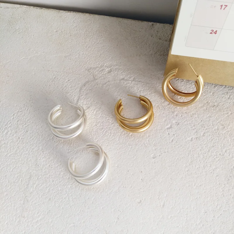

Europe America Jewelry 3 Layer Drop Earrings Matte Color Women Jewelry Earrings For Girls Female Gifts Party Wedding
