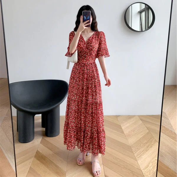 

Dress Women's Dress 2021 Floral Chiffon Medium Rac