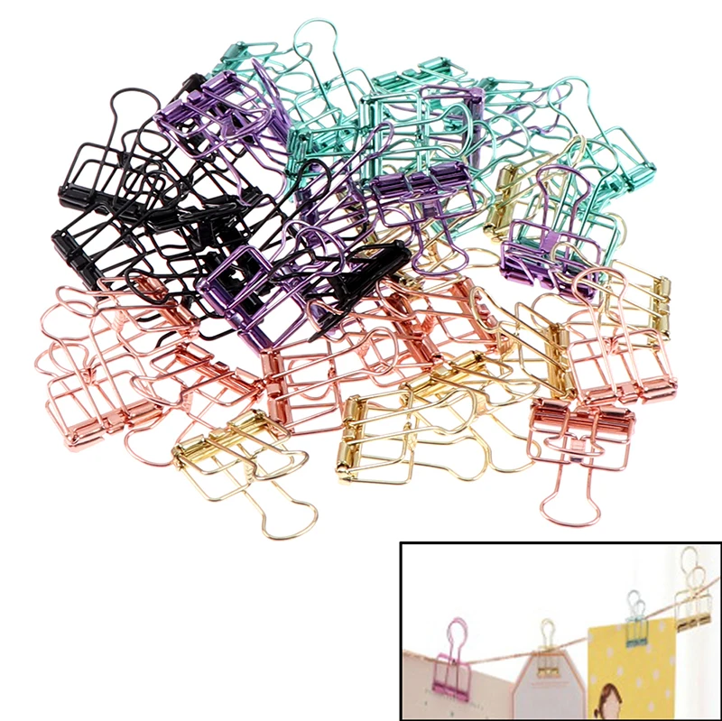 

Colorful Hollowed Out Design Binder Clip For Office School Paper Organizer