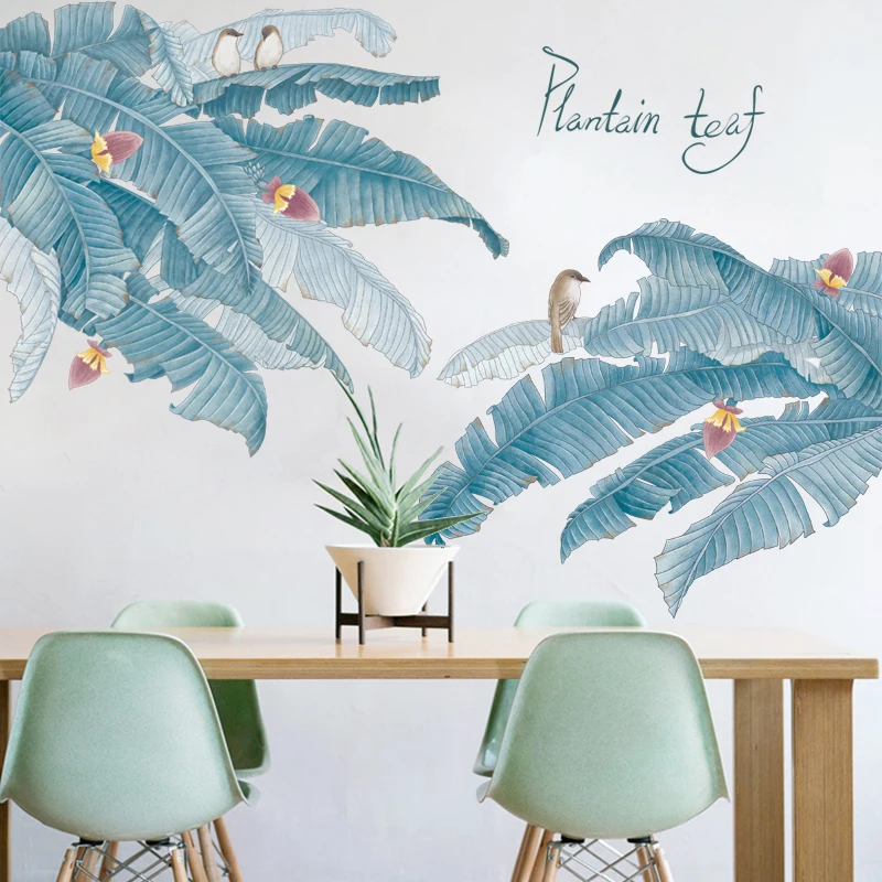 Растение из тропического леса настенная наклейка акварелью банан бамбуковый