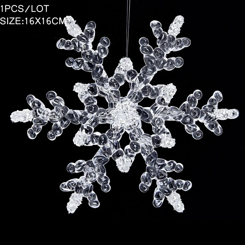 StylePXH037 16CM 12 шт./упак. 4,5 см прозрачный акриловый снежинки Рождество украшения вечерние фестиваль с утолщённой меховой опушкой, Рождественская елка висячие украшения - Цвет: StylePXH037 16CM