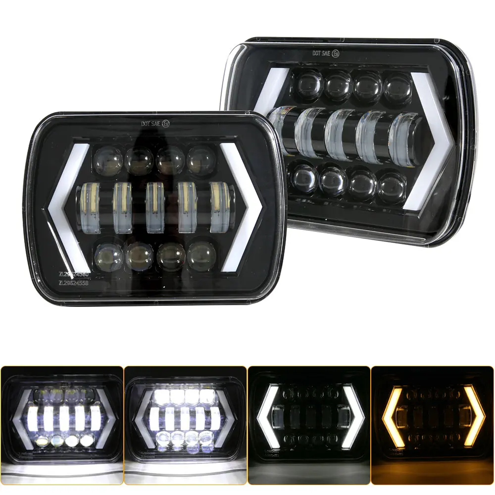 2 шт. 90 Вт 7x6 'ƋX7&quot светодиодный фонарь Halo DRL для 86 95 Jeep Wrangler YJ 84 01 Cherokee XJ Angel Eyes H4