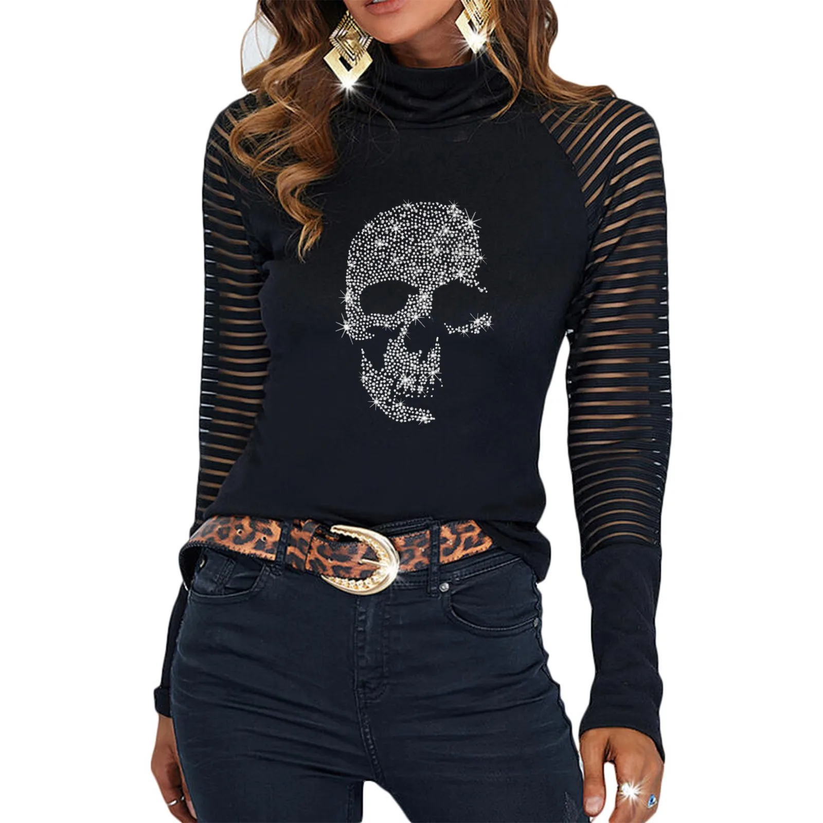 

Fashion Funny Diamond Digital Printed Long Sleeve Shirts For Women Girls Streetwear Spring Autumn T-Shirts Women Tops ropa mujer