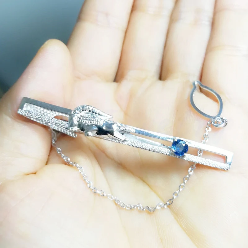 Мужские ювелирные изделия натуральный настоящий сапфир зажим для галстука стиль