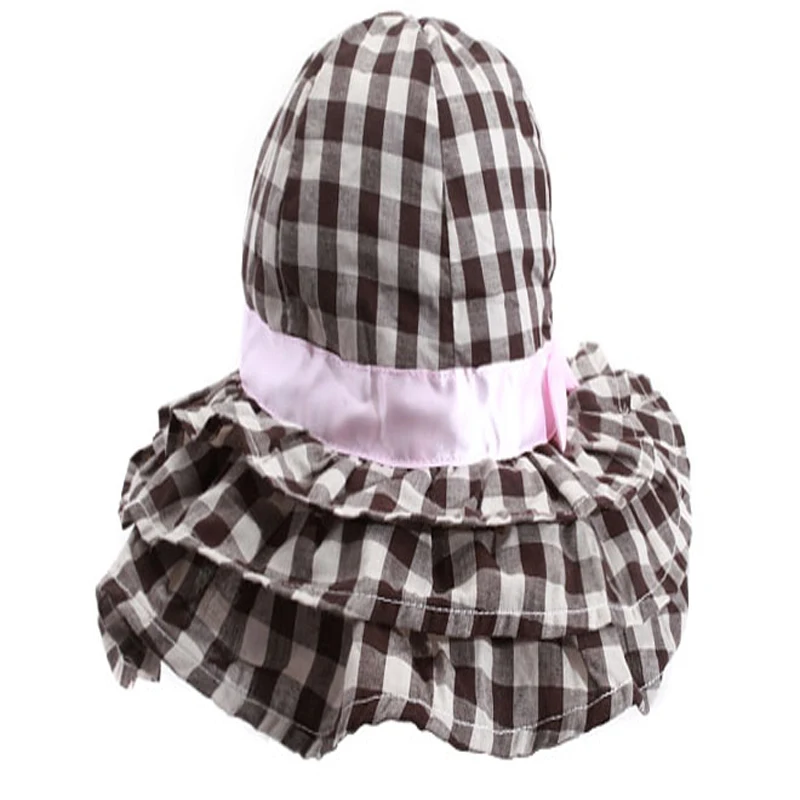 TOU -- детская розовая шляпа с бантом для девочек Модная кофейная в клетку Летняя