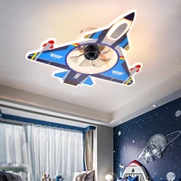 modern led ceiling fans with lights for baby room boys girls bedroom cartoon airplane ceiling fans lamp for children ceiling fan