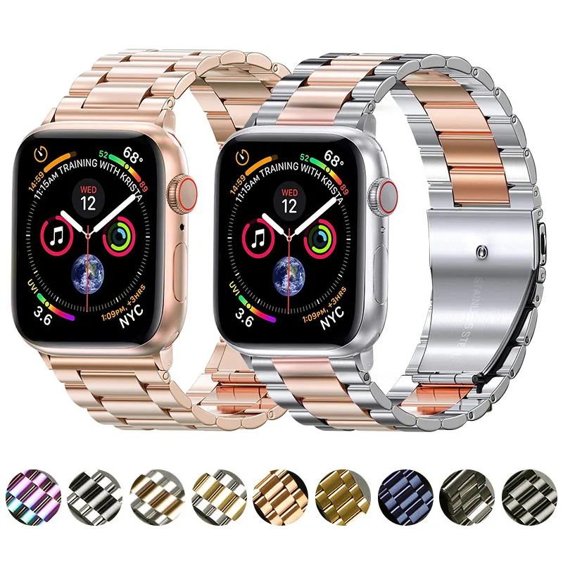 Ремешок для Apple Watch 7 6 SE 5 4 Band 44 мм 40 41 45 металлический сменный звеньевой браслет iwatch