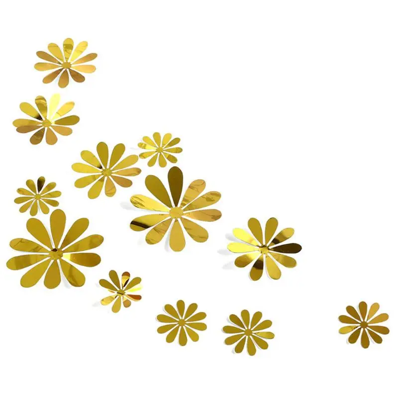 

12 Pcs PVC 3D Removable Mirror Flowers Wall Stickers Room Art Decals Home Decors