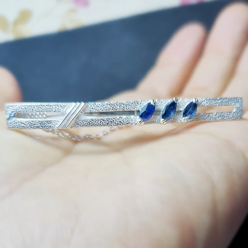 Мужской зажим для галстука с сапфиром натуральный сапфир бесплатная доставка