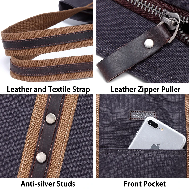 Винтажная Холщовая Сумка тоут VASCHY для женщин Большая водонепроницаемая рабочая