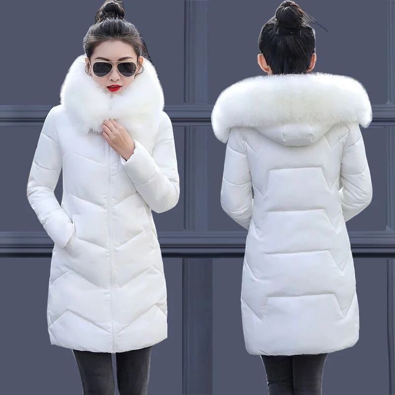

2021Autumn Winter Hooded Coat Women Plus Size XL Winter Basic Jacket Female Warm Outerwear mediumlong Parka jaqueta feminina