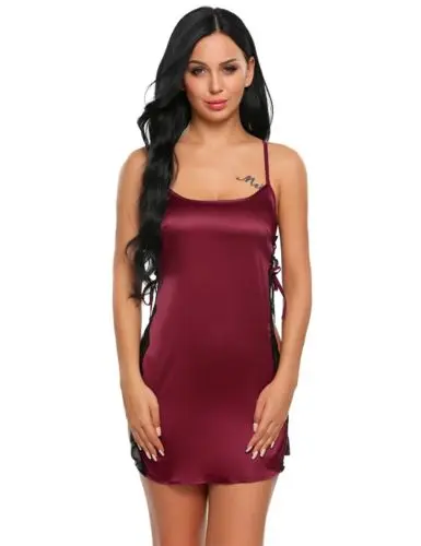 

Hot Sexy Lingerie Womens Silk Lace Robe Dress Women Sleepwear Fashion Babydoll Nightdress Women Nightgown Night wear Sleepwear