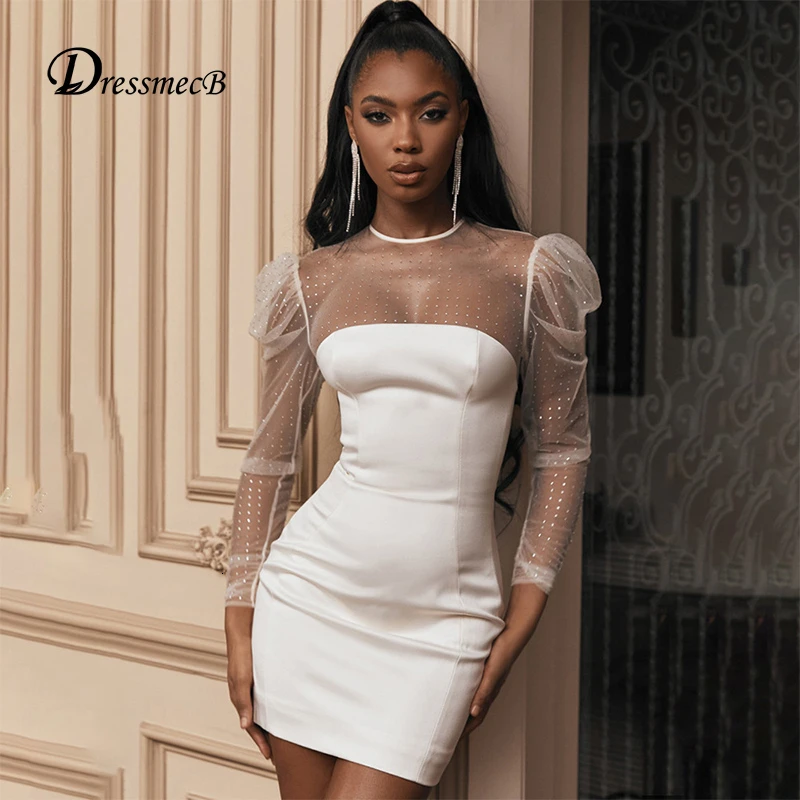 Женское кружевное мини-платье Badycon элегантное вечернее платье с длинными