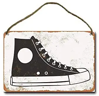 

Metal Sign 8 X 12 Inch High Top Tennis Shoe Black Wall Decor Hanging Sign