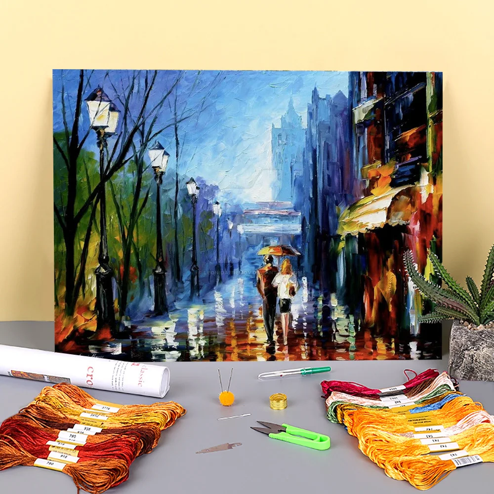 

Картина маслом Стиль Париж набивные ткани 11CT вышивка крестом, Полный Набор для вышивания DMC Темы Ручной Работы Живопись швейный Декор