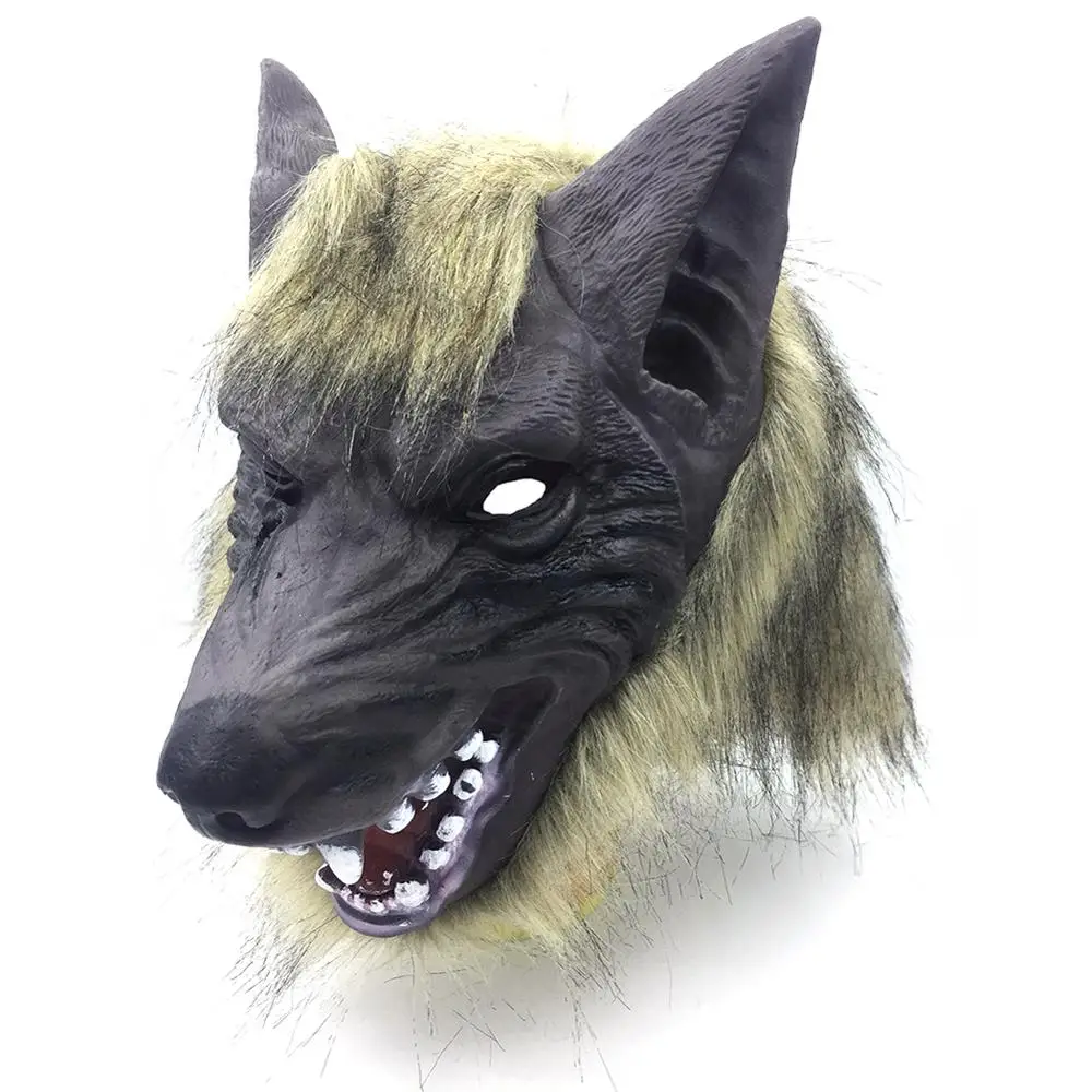 Жуткий полный лицо волк латексная маска перчатки Волк когти театр Маскарад де